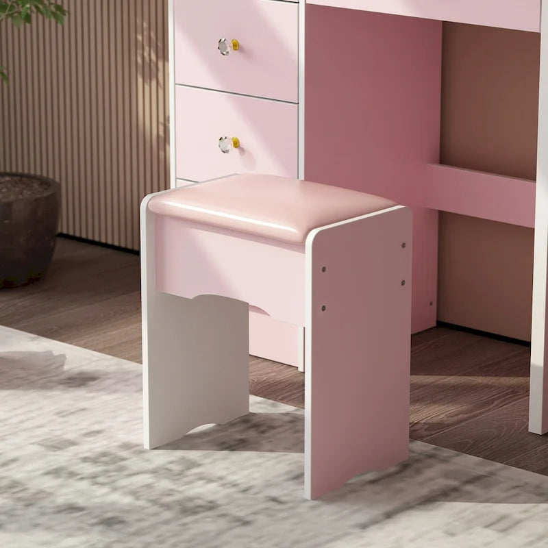 Timechee 31.5 Wide Makeup Vanity Set with Stool, Mirror,3 Color Light - 31.5W