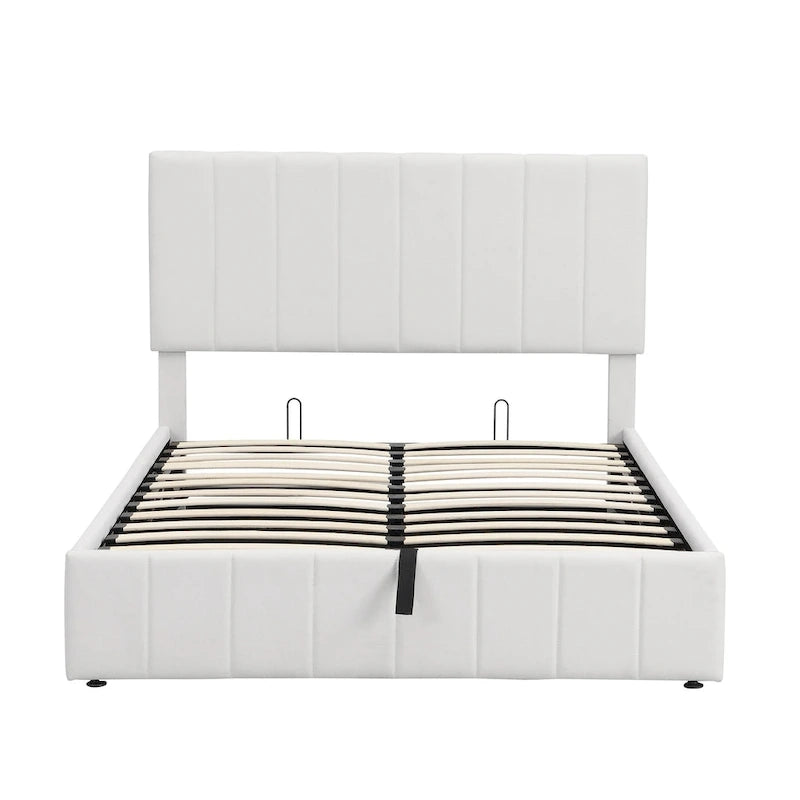 Upholstered Platform bed with a Hydraulic Storage System