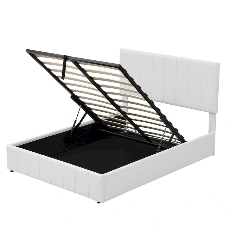 Upholstered Platform bed with a Hydraulic Storage System