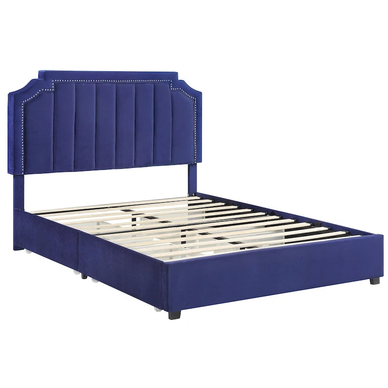 Furniture of America Chapla Art Deco Upholstered 4-drawer Platform Storage Bed