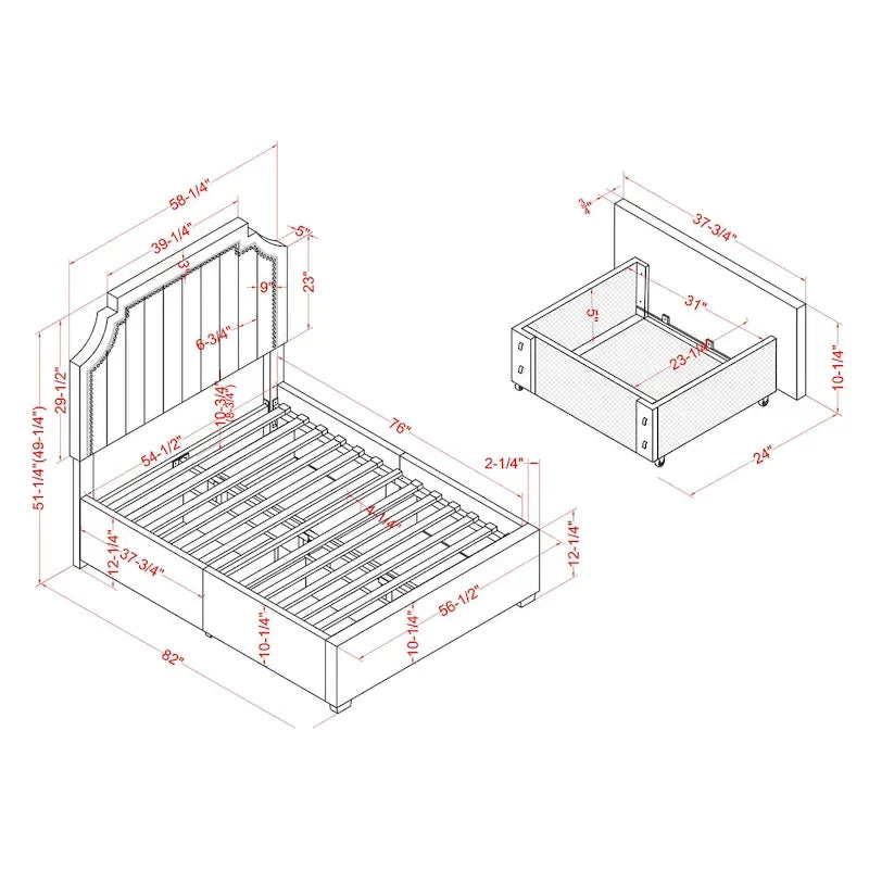 Furniture of America Chapla Art Deco Upholstered 4-drawer Platform Storage Bed