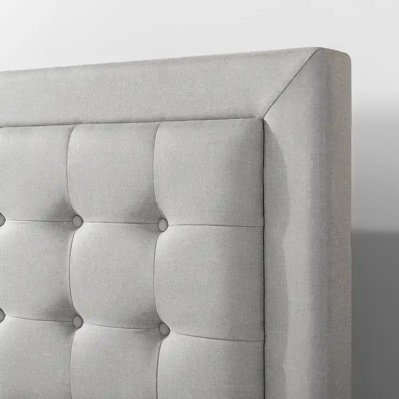 Priage by Zinus Grey Sand Upholstered Beige Button-tufted Premium Platform Bed