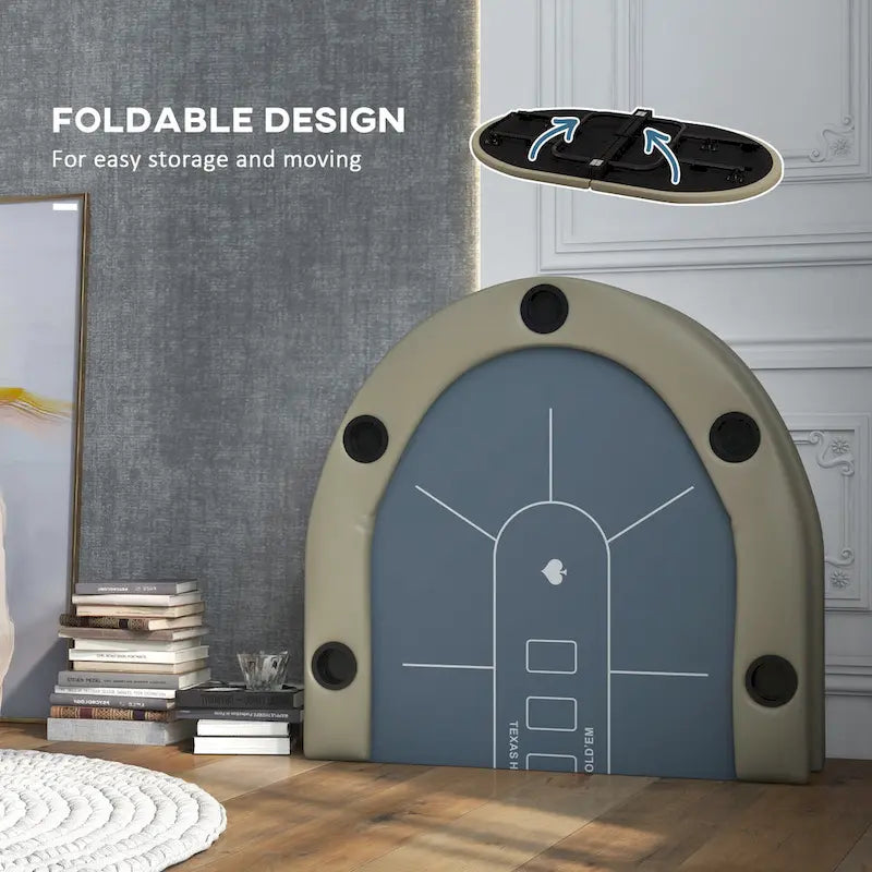 Soozier Poker Table Foldable, 70 Oval Blackjack Casino Texas Holdem Poker Game Table for 10 Players