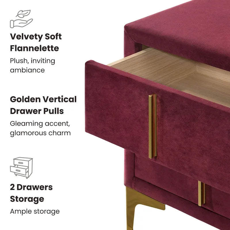 Glim Glam Fabric 2-Drawer Nightstand by Furniture of America