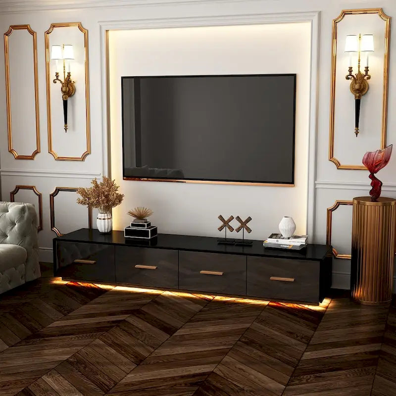 70.9 Wall-Mounted Media Console Chic Storage Solution Home Theaters