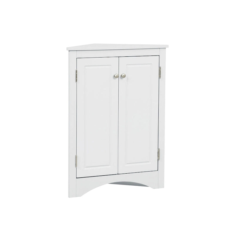 White Triangle Bathroom Storage Cabinet with Adjustable Shelves - 17.2W x 17.2D x 31.5H