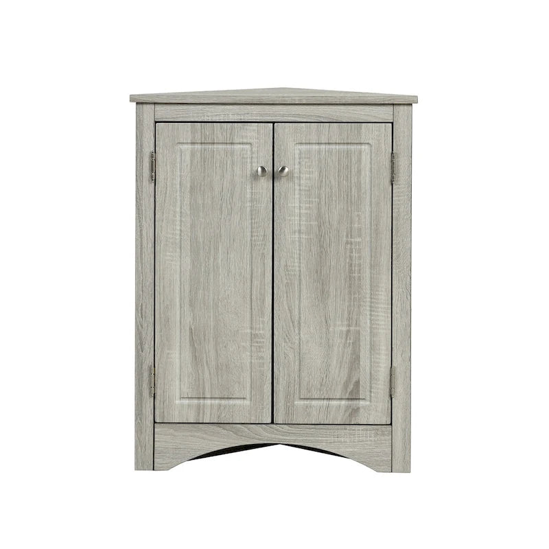 White Triangle Bathroom Storage Cabinet with Adjustable Shelves - 17.2W x 17.2D x 31.5H