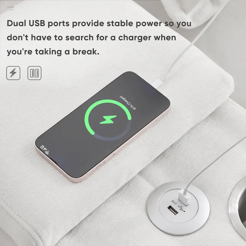 [VIDEO provided][New]123*55 Modern U-shaped Sofa with Console,Cupholders and USB Ports,6-seat Upholstered Symmetrical Indoor Fu