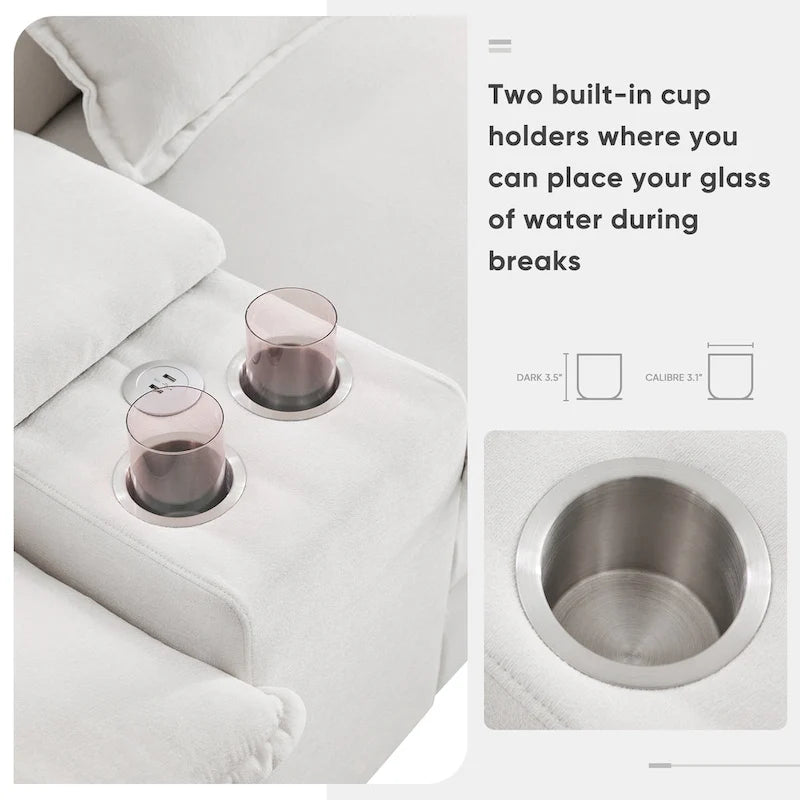 [VIDEO provided][New]123*55 Modern U-shaped Sofa with Console,Cupholders and USB Ports,6-seat Upholstered Symmetrical Indoor Fu