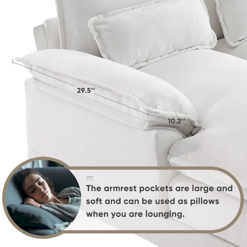 [VIDEO provided][New]123*55 Modern U-shaped Sofa with Console,Cupholders and USB Ports,6-seat Upholstered Symmetrical Indoor Fu