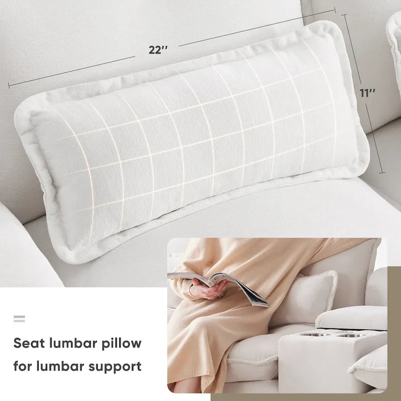 [VIDEO provided][New]123*55 Modern U-shaped Sofa with Console,Cupholders and USB Ports,6-seat Upholstered Symmetrical Indoor Fu