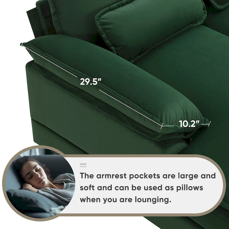 [VIDEO provided][New]123*55 Modern U-shaped Sofa with Console,Cupholders and USB Ports,6-seat Upholstered Symmetrical Indoor Fu