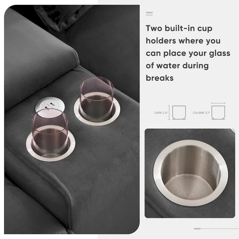 [VIDEO provided][New]123*55 Modern U-shaped Sofa with Console,Cupholders and USB Ports,6-seat Upholstered Symmetrical Indoor Fu