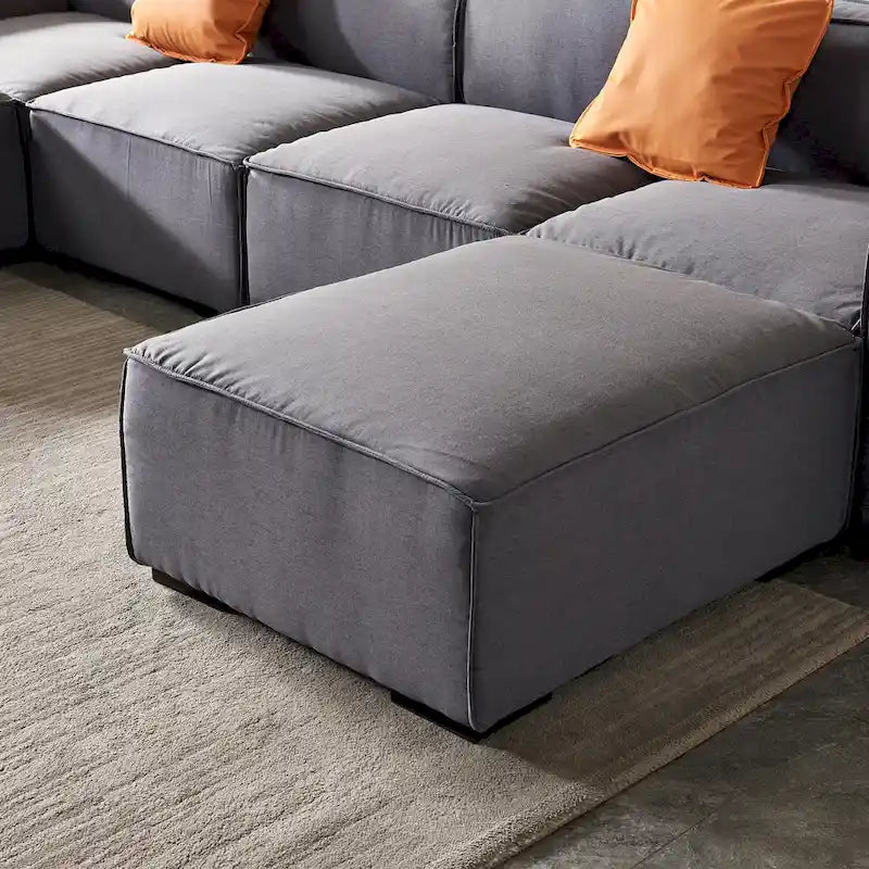 Modular Sectional Fabric Sofa (Beige)