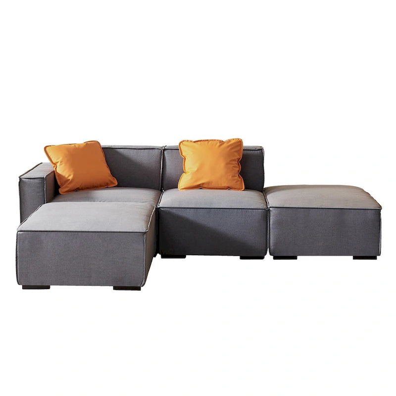 Modular Sectional Fabric Sofa (Beige)