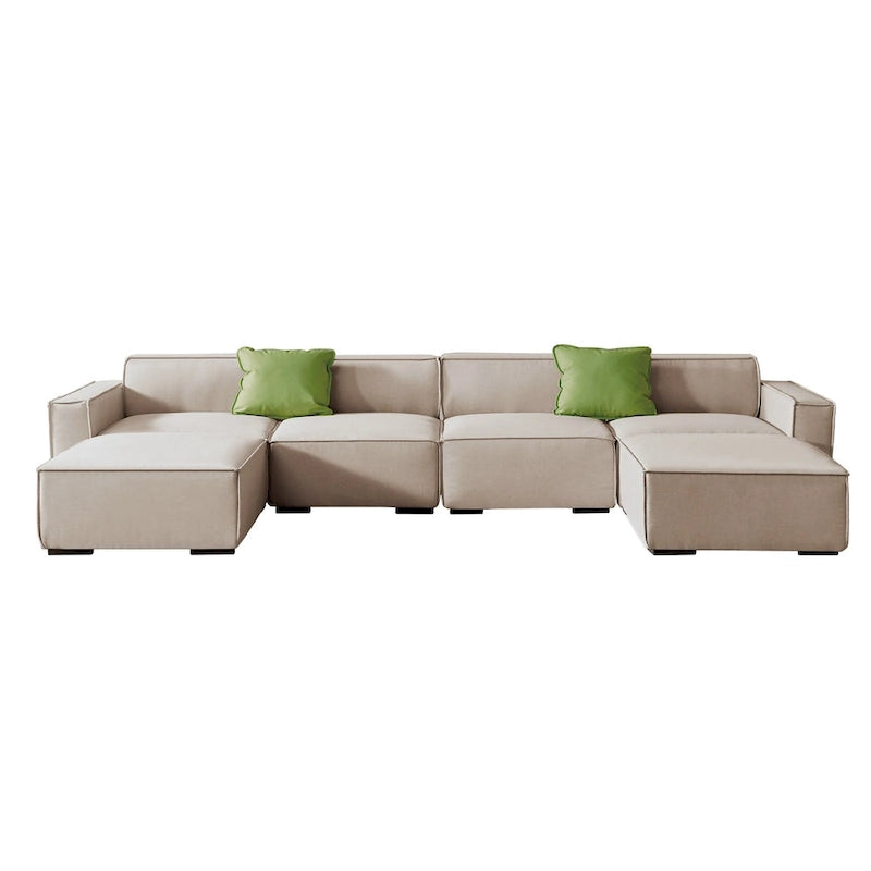 Modular Sectional Fabric Sofa (Beige)