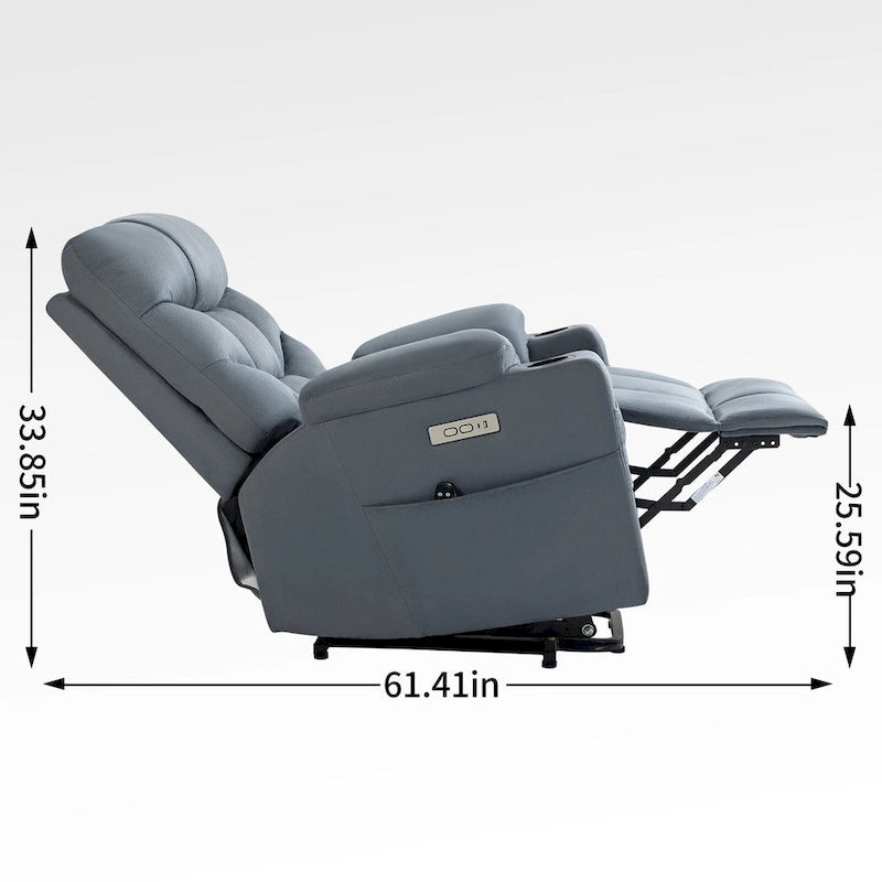 Okin motor Up to 350 LBS Chenille Power Lift Recliner Chair, Heavy Duty Motion Mechanism with 8-Point Vibration Massage and Lumb