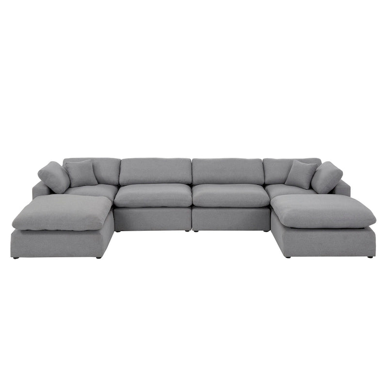 Anka Grey Linen Down Fill U-shaped Sectional Sofa by iNSPIRE Q Modern