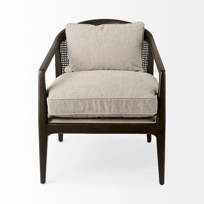 Landon Wood and Fabric w/Cane Accent Chair