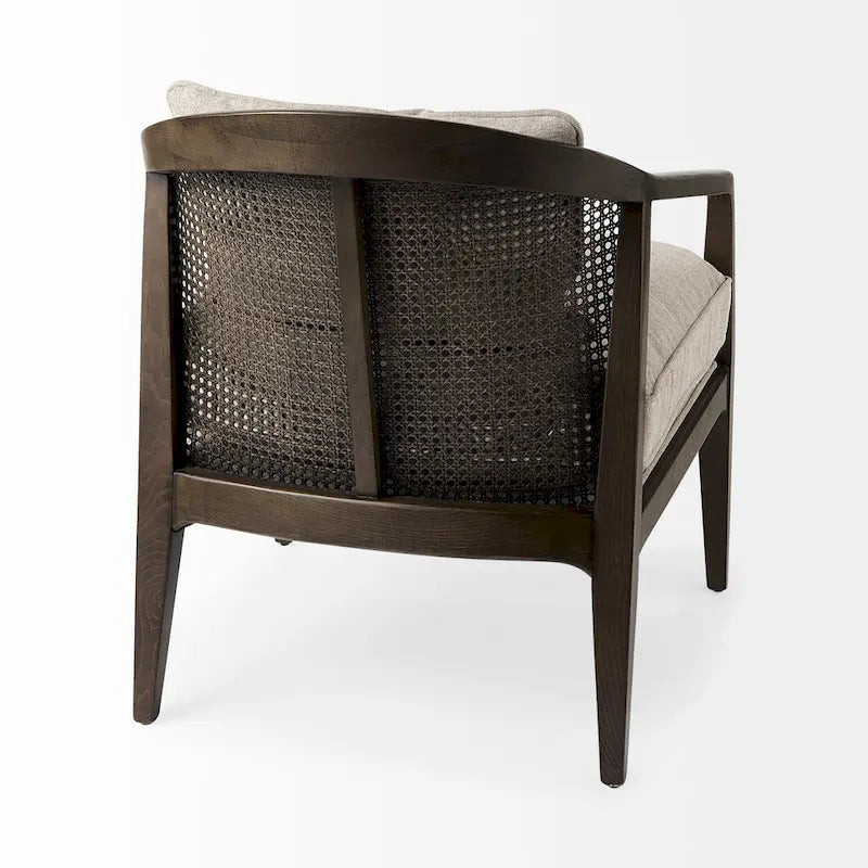 Landon Wood and Fabric w/Cane Accent Chair