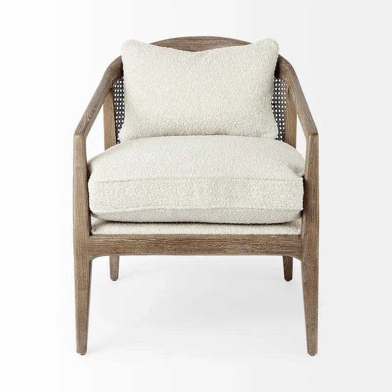 Landon Wood and Fabric w/Cane Accent Chair