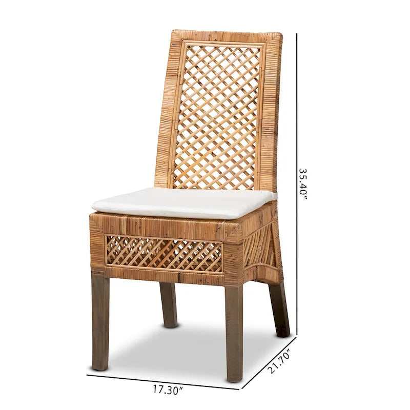 Argos Modern Bohemian Natural Brown Rattan 2-Piece Dining Chair Set