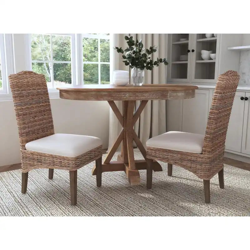 Natural Rattan Cushioned Dining Chairs By - Set Of 2 by East at Main
