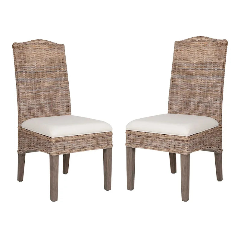 Natural Rattan Cushioned Dining Chairs By - Set Of 2 by East at Main