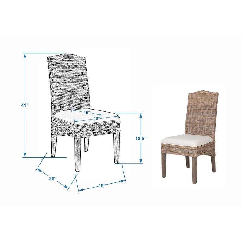 Natural Rattan Cushioned Dining Chairs By - Set Of 2 by East at Main