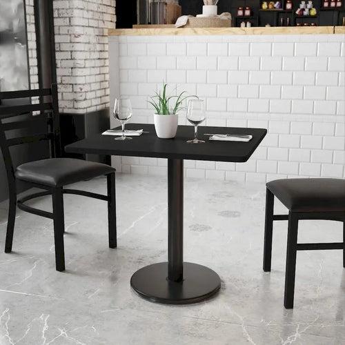 30 Square Laminate Table Top with 18 Round Table Height Base - 30W x 30D x 31.125H - 30W x 30D x 31.125H