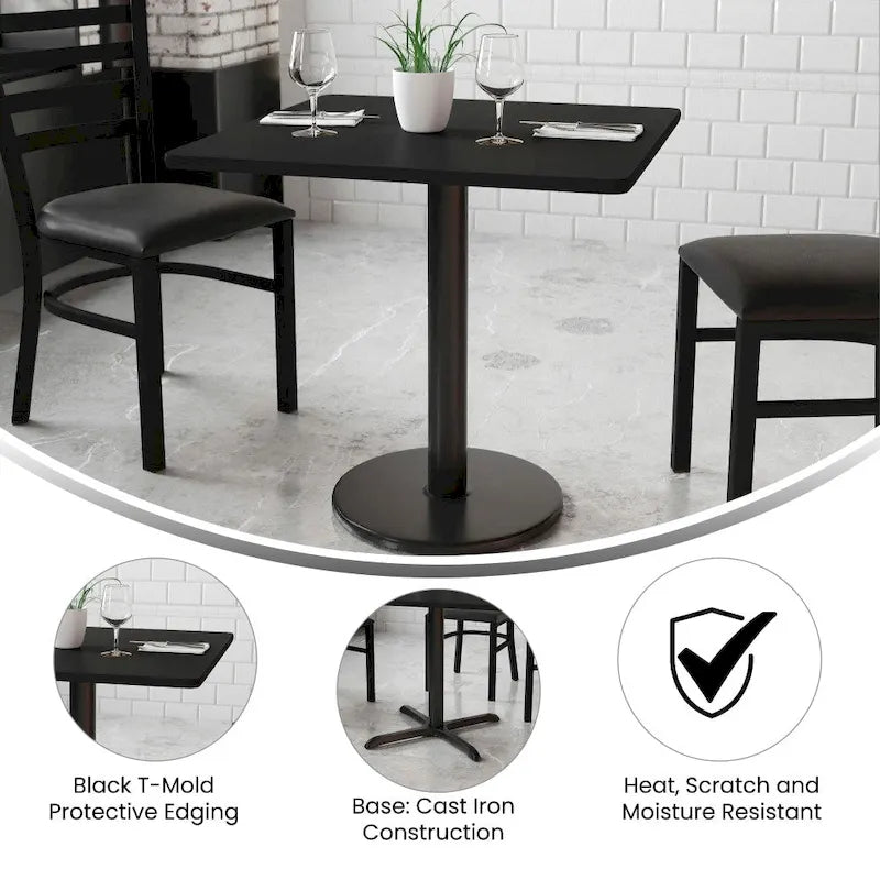 30 Square Laminate Table Top with 18 Round Table Height Base - 30W x 30D x 31.125H - 30W x 30D x 31.125H