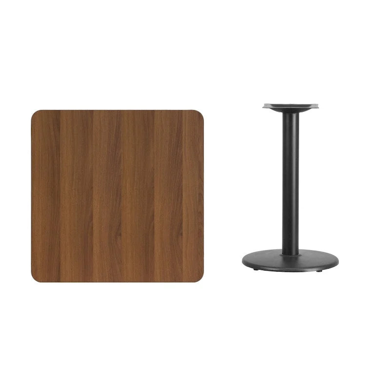 30 Square Laminate Table Top with 18 Round Table Height Base - 30W x 30D x 31.125H - 30W x 30D x 31.125H
