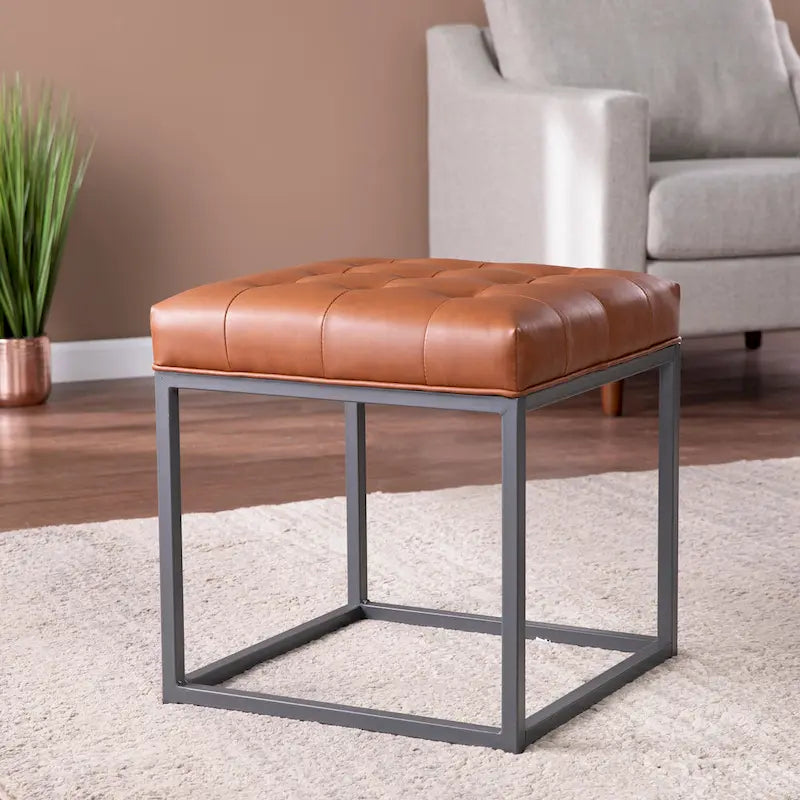 SEI Furniture Healy Saddle Brown Mini Ottoman