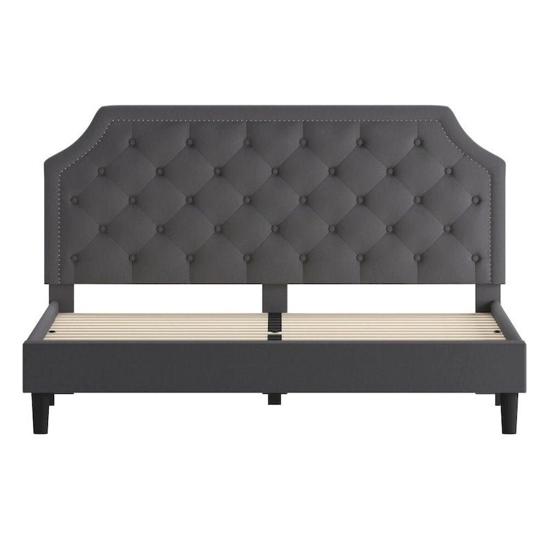 Arched Tufted Upholstered Platform Bed