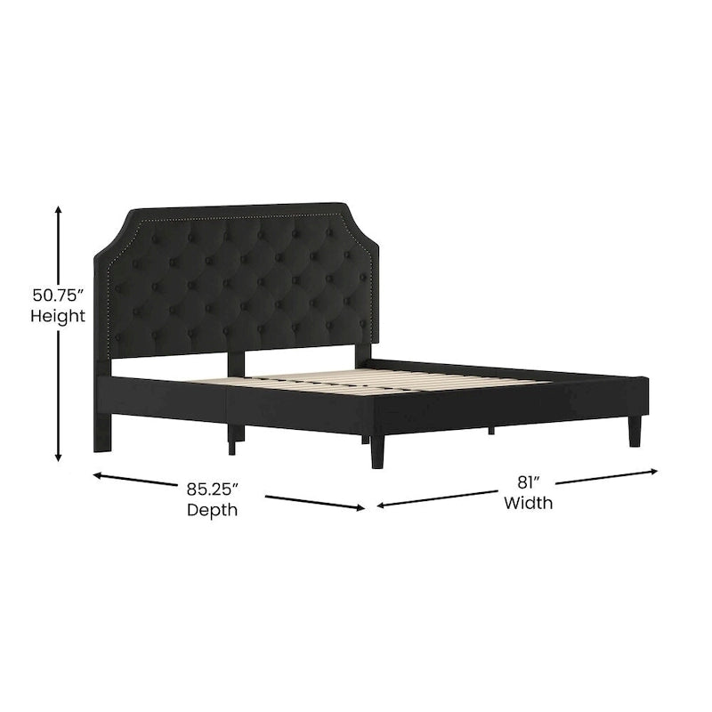 Arched Tufted Upholstered Platform Bed