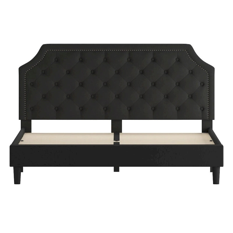 Arched Tufted Upholstered Platform Bed