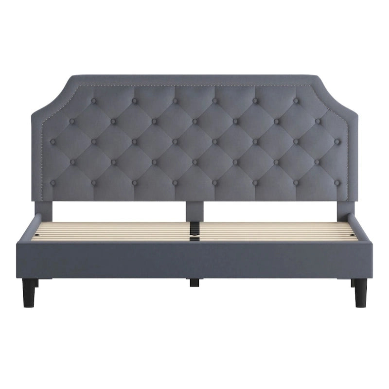 Arched Tufted Upholstered Platform Bed