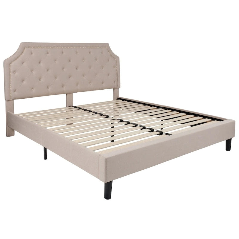 Arched Tufted Upholstered Platform Bed