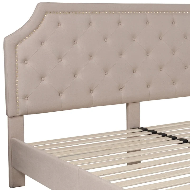 Arched Tufted Upholstered Platform Bed