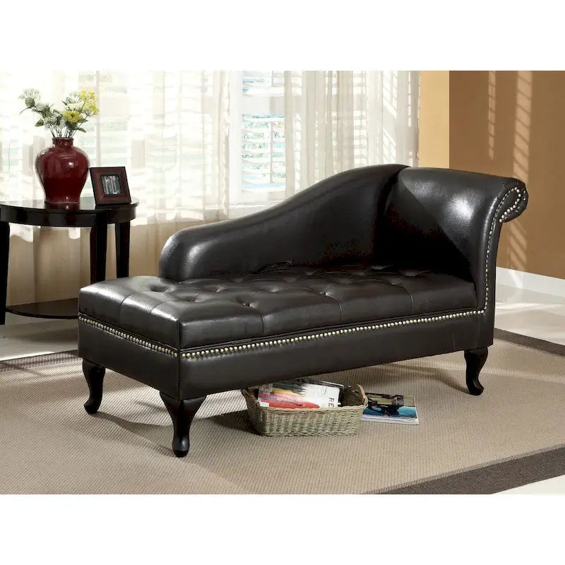 Riz Modern Solid Wood Button Tufted Storage Chaise by Furniture of America