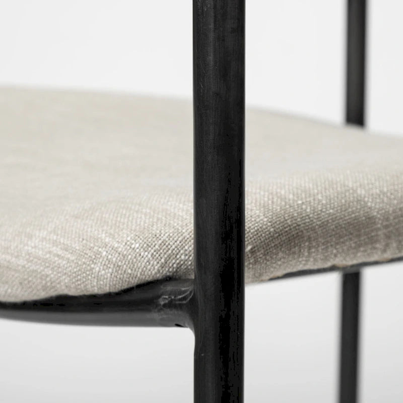 Parker Beige Fabric Seat With Gun Metal Gray Metal Frame Dining Chair - 21.5L x 21.1W x 28.7H