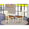 East West Furniture Plainville Kitchen Dining Chairs - Solid Wood Chairs, Set of 2, Buttermilk & Cherry (Chair Seat Option)