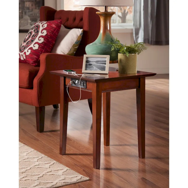 AFI Shaker End Table with Charger in Walnut