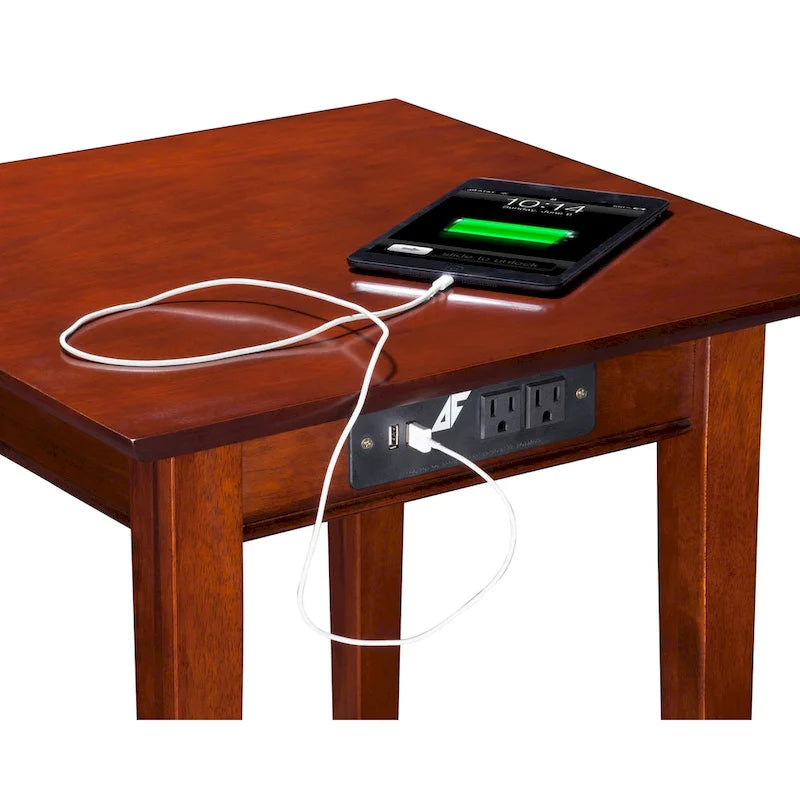 AFI Shaker End Table with Charger in Walnut