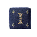Sevita Navy/Mustard Traditional Damask Polyester Blend Pouf