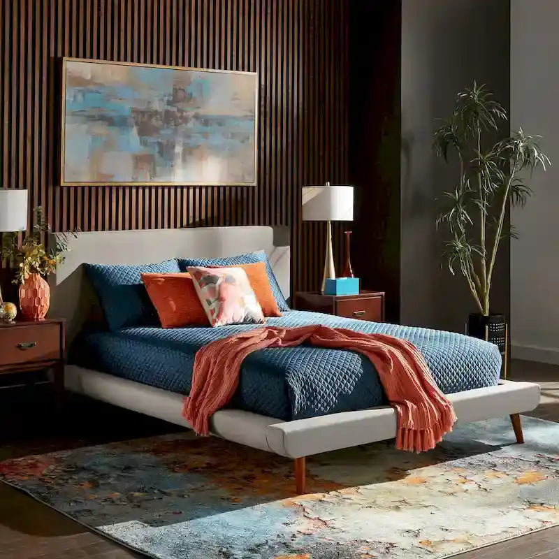 Laurencia Mid-Century Upholstered Platform Bed by iNSPIRE Q Modern