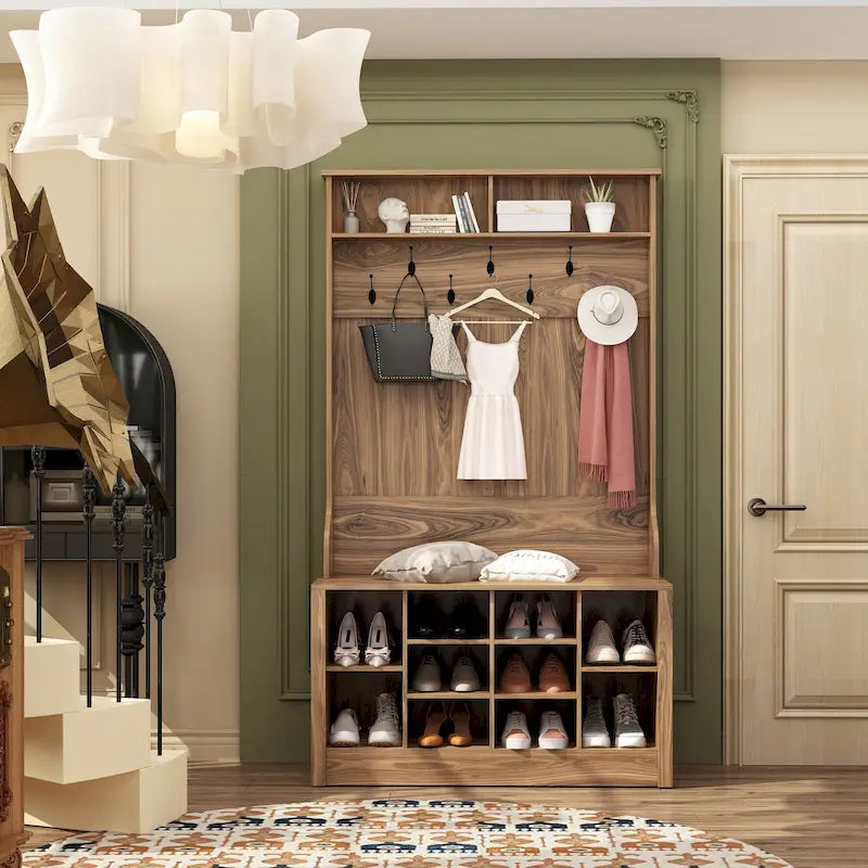 Coat Rack Hall Tree Shoe Bench Accent Furniture Entryway Living Room