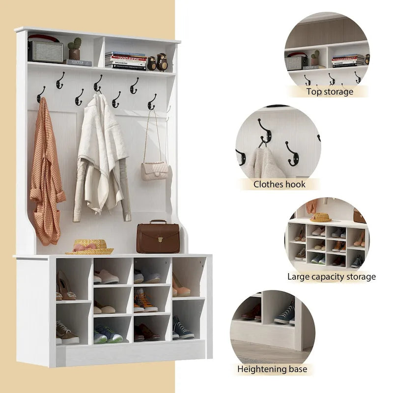 Coat Rack Hall Tree Shoe Bench Accent Furniture Entryway Living Room