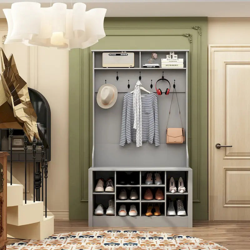 Coat Rack Hall Tree Shoe Bench Accent Furniture Entryway Living Room