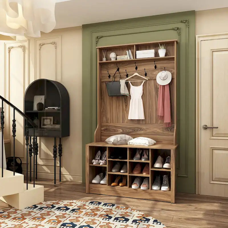 Coat Rack Hall Tree Shoe Bench Accent Furniture Entryway Living Room